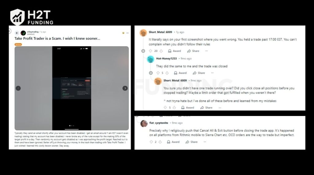Take Profit Trader copy trading Reddit discussions