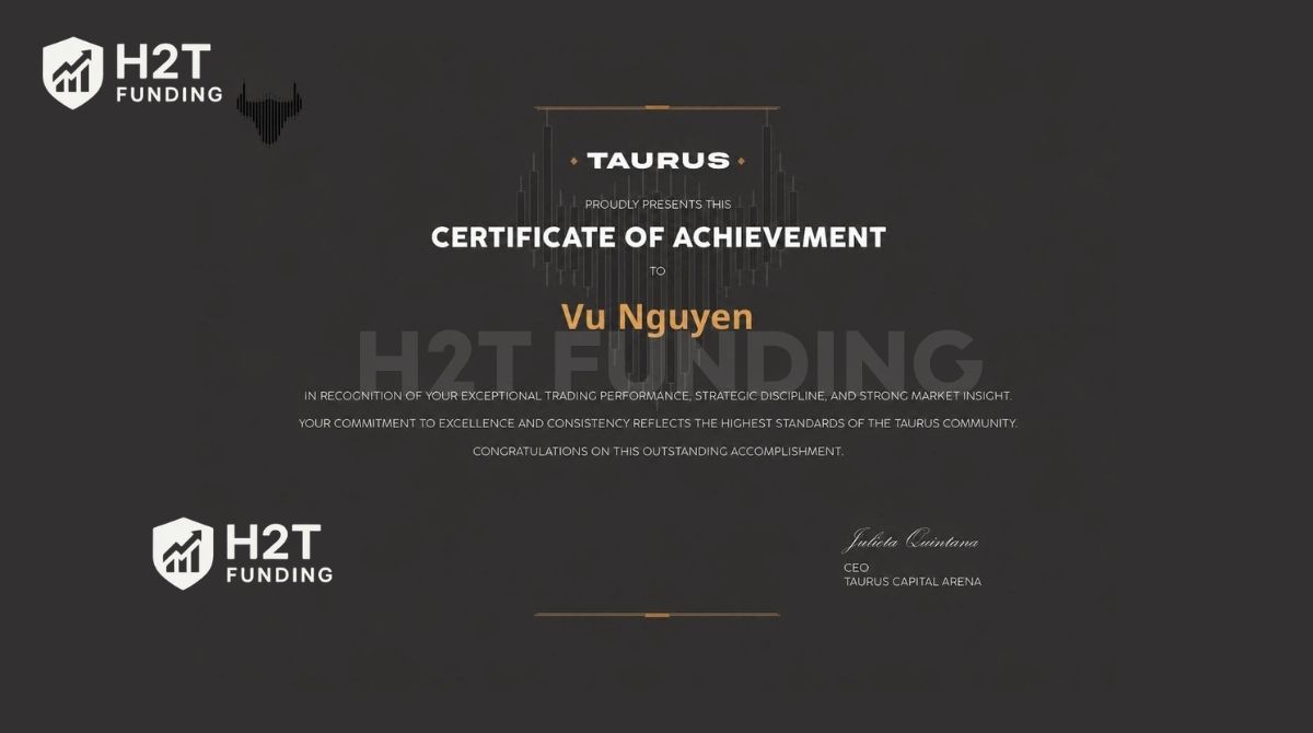 Certificate of Achievement from Taurus earned by Vu Nguyen (Tea)