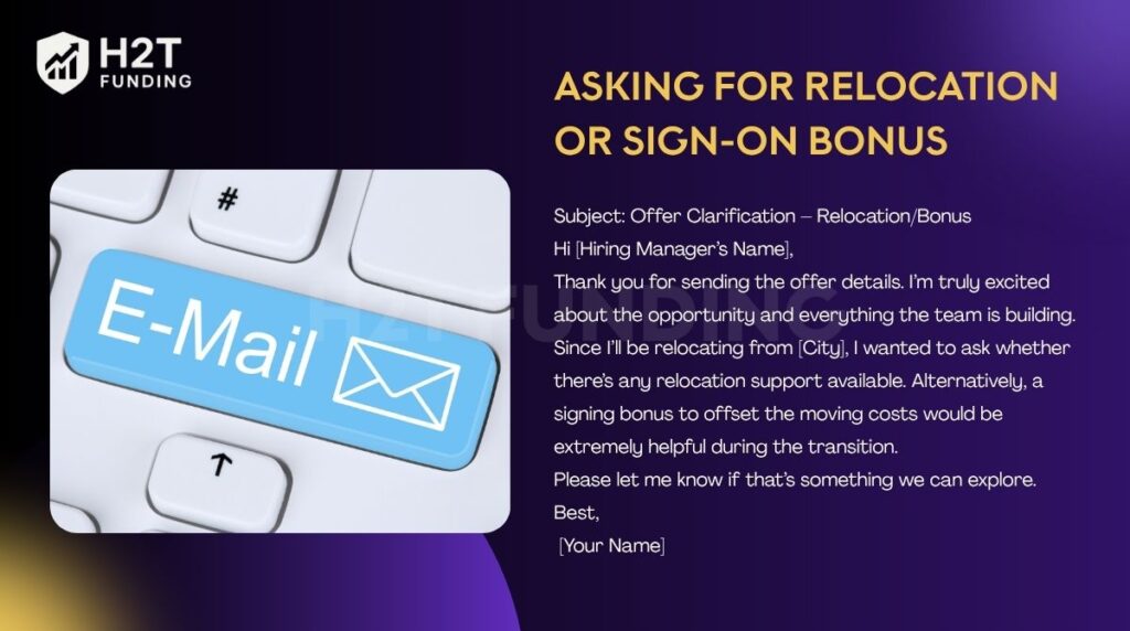 Template email for asking for relocation or sign-on bonus