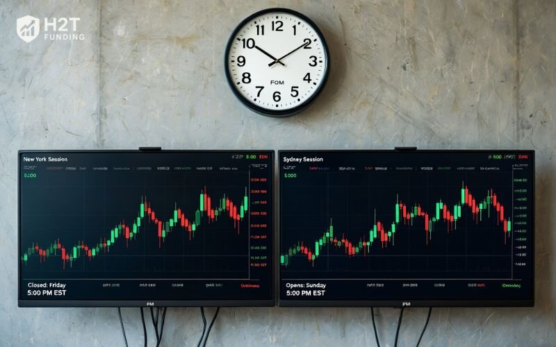 The Forex market runs 24/5, closing from Friday evening to Sunday evening