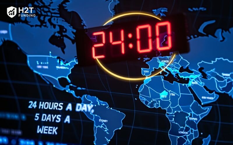 The Forex market stands out because it operates 24 hours a day, five days a week