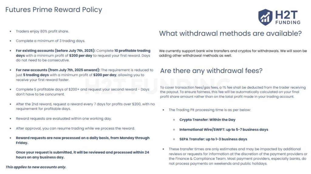 The Trading Pit payout rules