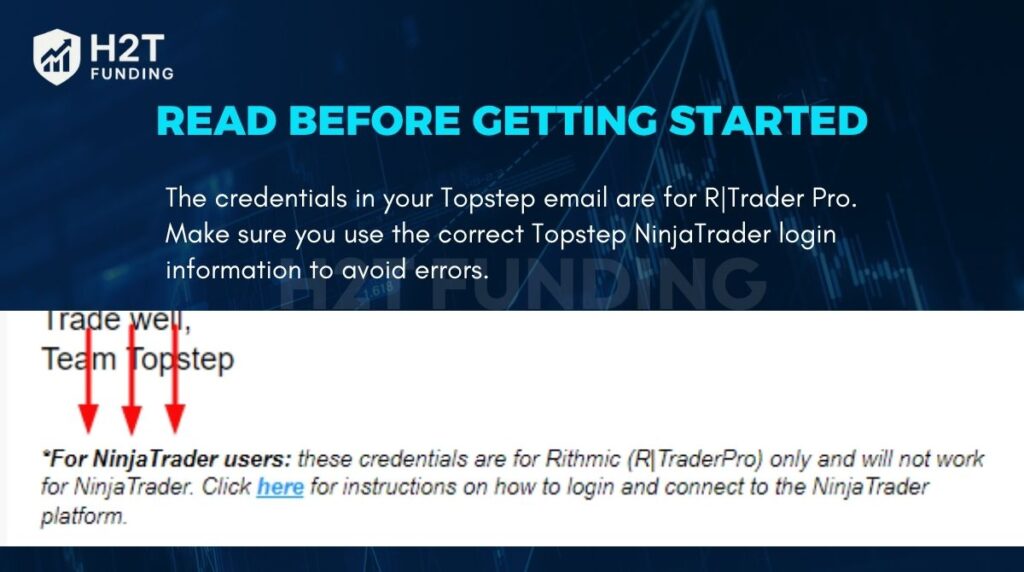 The credentials in your Topstep email are for R/Trader Pro
