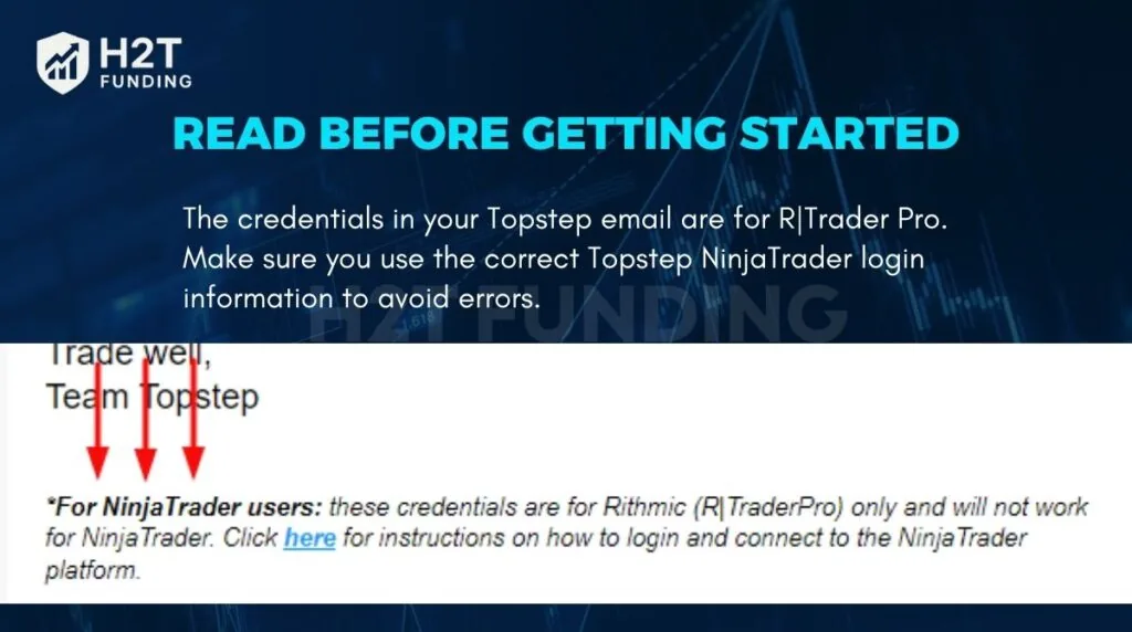 The credentials in your Topstep email are for R/Trader Pro