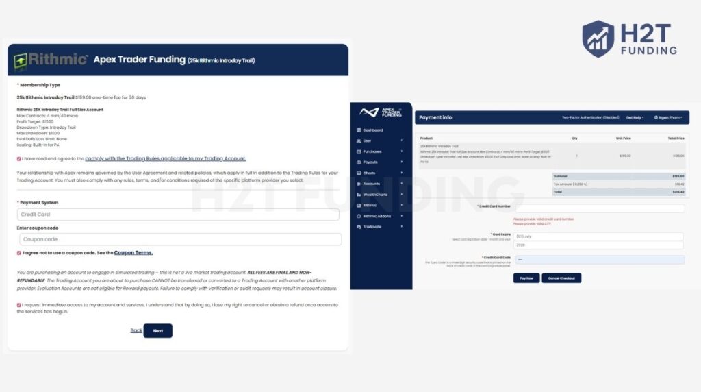 The final step is the checkout portal