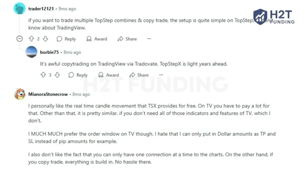 The main complaint is losing the powerful custom indicators from TradingView
