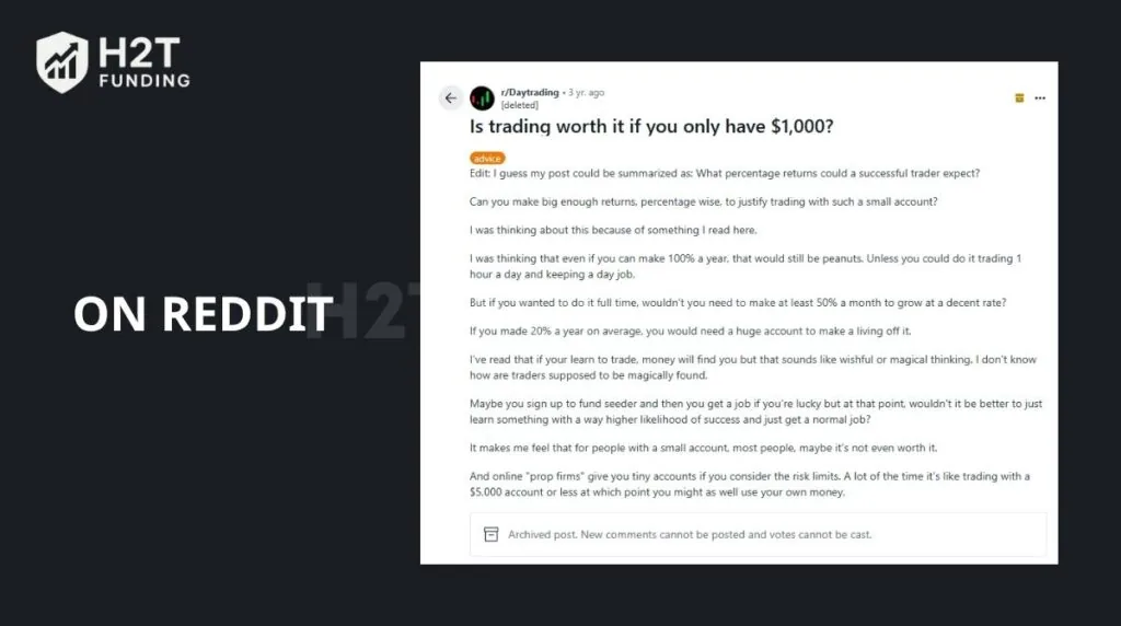 The thread How much can you make day trading with $1 000 reddit shows mixed feelings