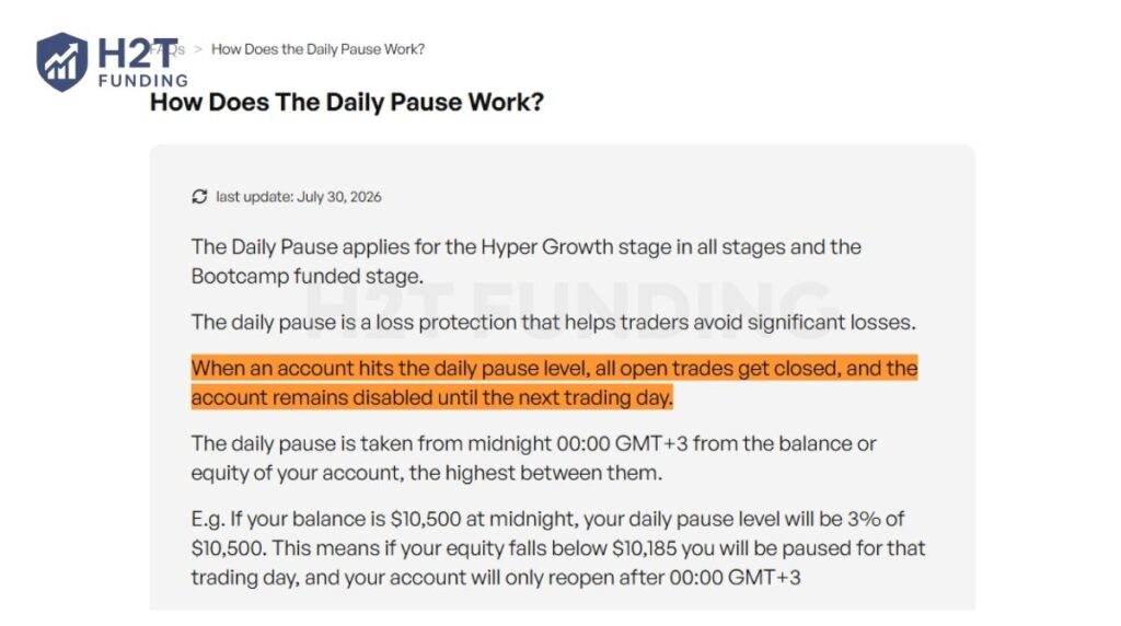 The5ers’ 3% Daily Pause disables trading until the next day