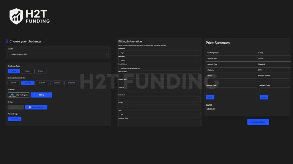 Then, you can manage your account, select a funding program, and monitor your progress