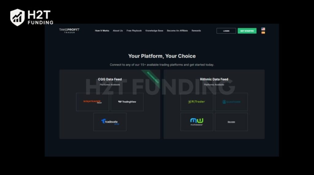 There is no single mandatory option because the firm allows you to connect to over 15 software choices based on your data feed