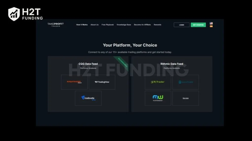 There is no single mandatory option because the firm allows you to connect to over 15 software choices based on your data feed