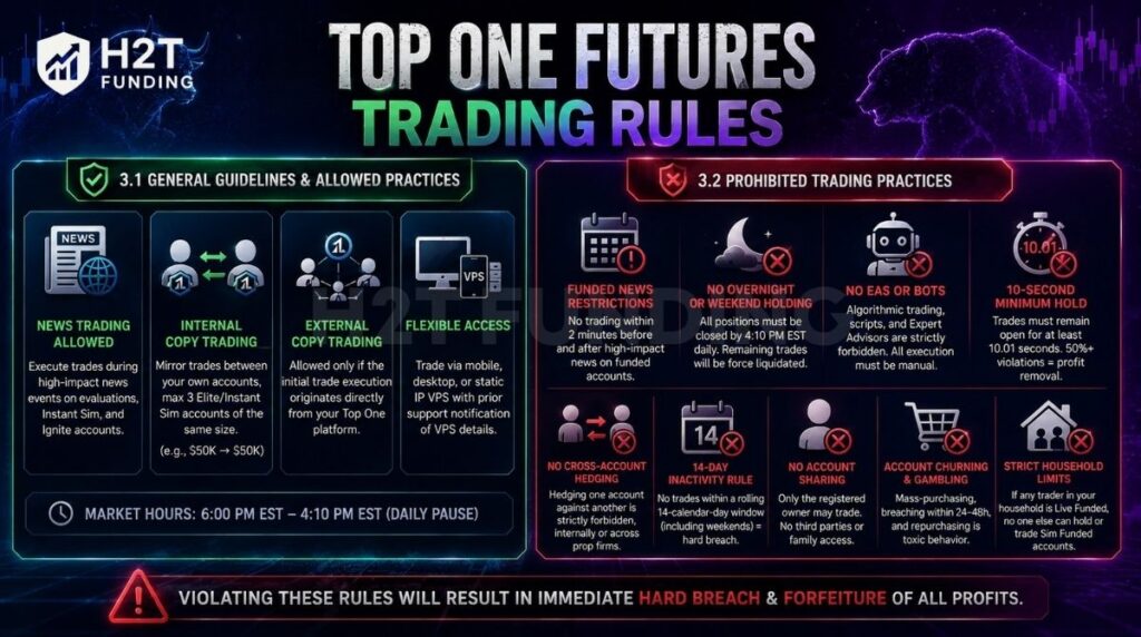 Top One Futures trading rules