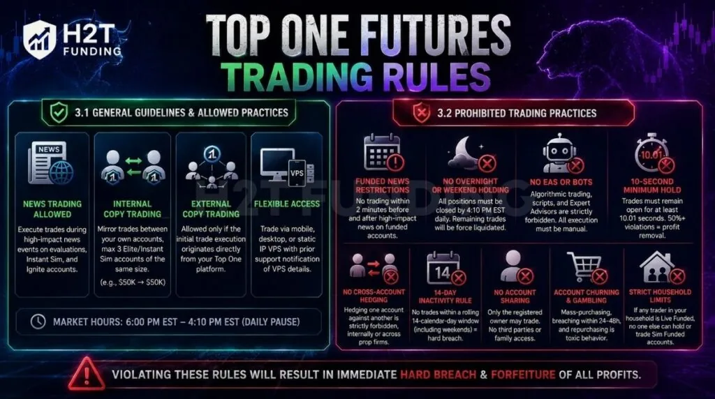 Top One Futures trading rules