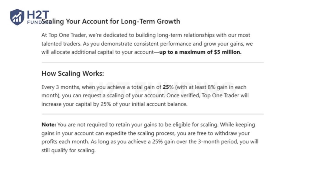 Top One Trader scaling plan