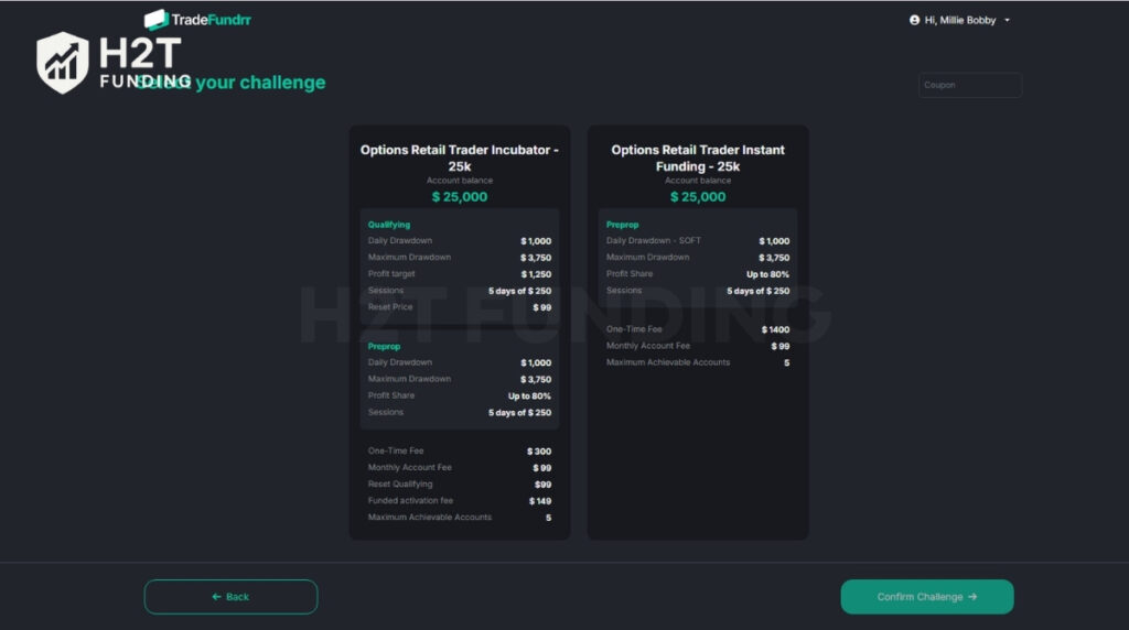 TradeFundrr login Step 4 (Review rules and pay)