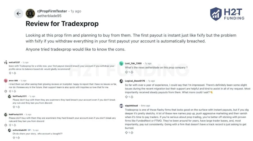 TradeXProp Reddit reviews