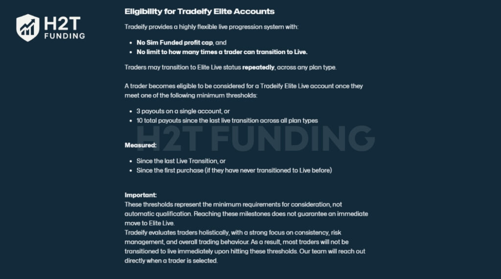 Tradeify Elite Live payout rules