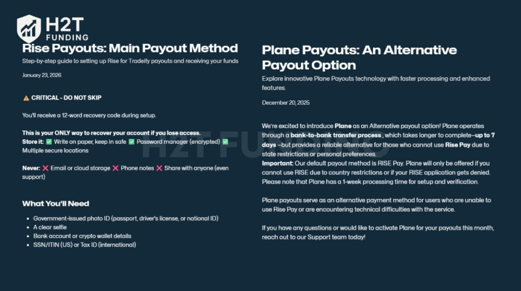 Tradeify payout methods_ Rise vs Plane