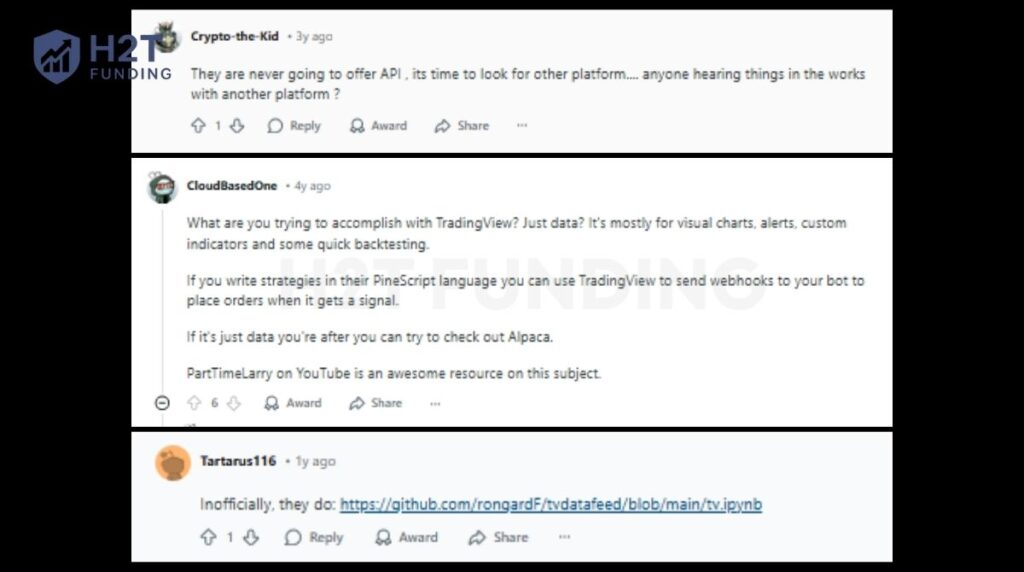 Traders use TradingView for charts and alerts, while brokers and external APIs handle data and execution