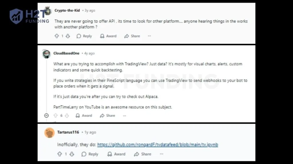 Traders use TradingView for charts and alerts, while brokers and external APIs handle data and execution
