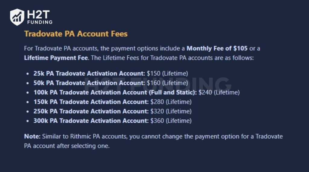 Tradovate PA activation fees