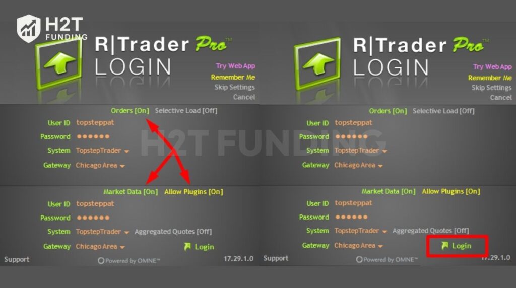 Turn Orders ON, Market Data ON, and Allow Plug-ins ON