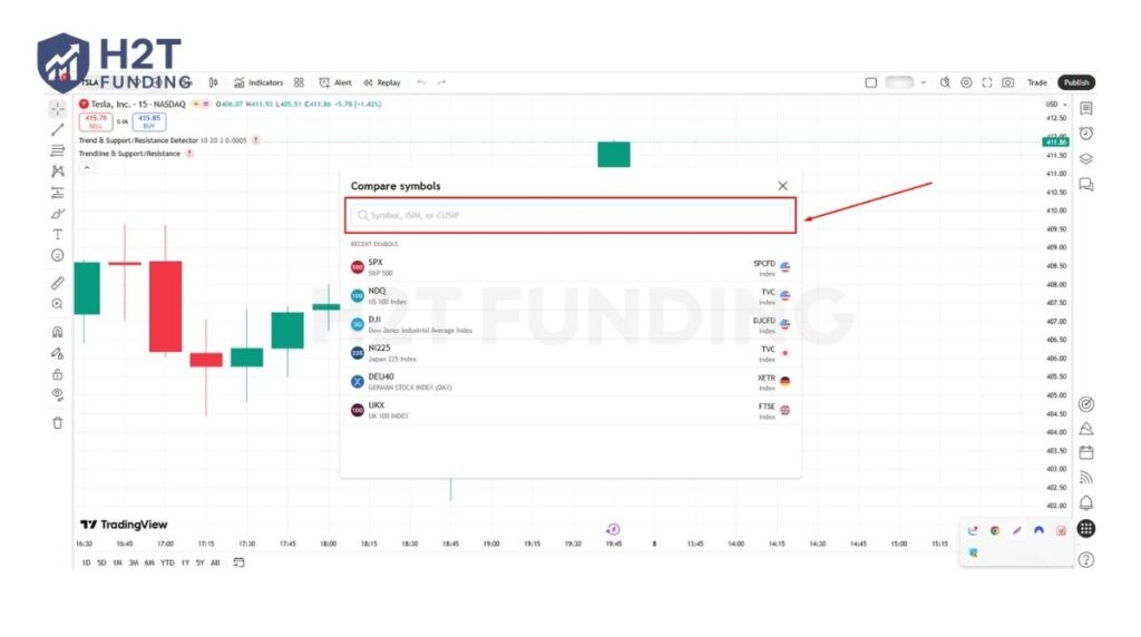 Type the name of the second asset in the search bar
