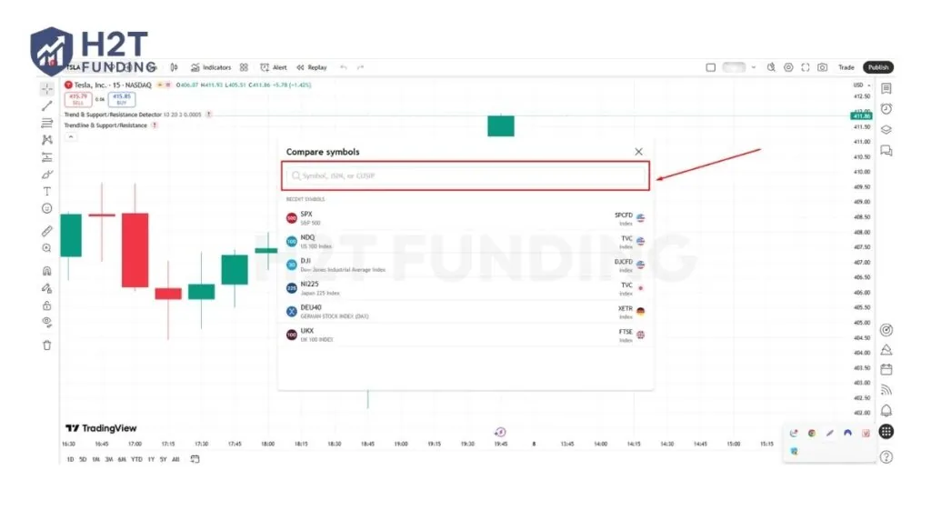 Type the name of the second asset in the search bar