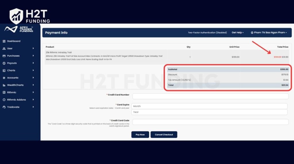 Verify the reduced price before payment