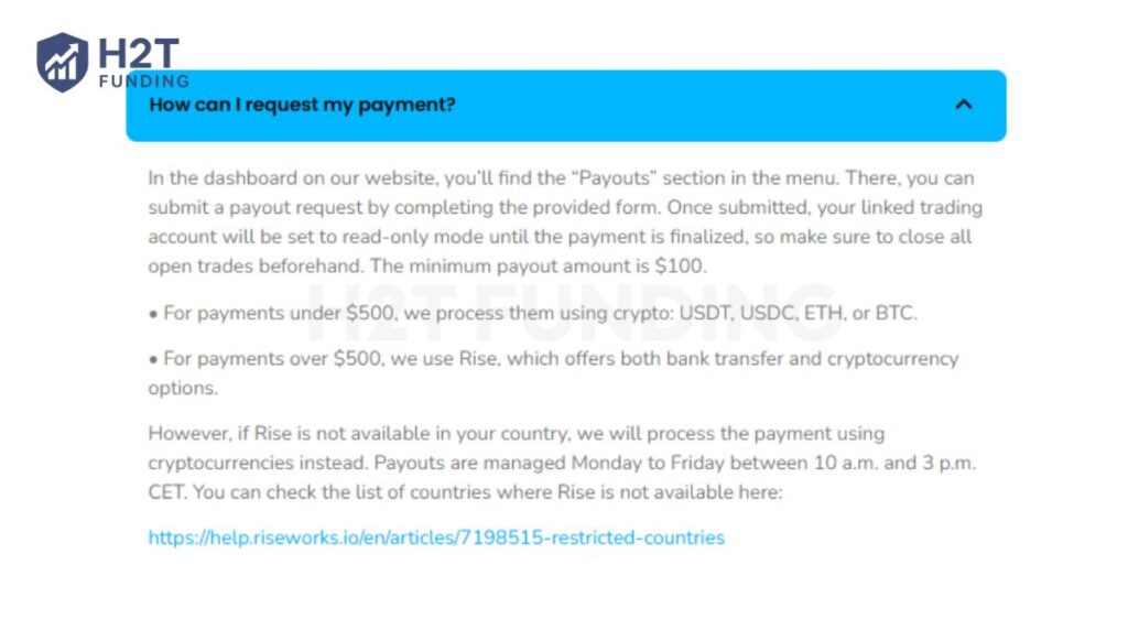 Wall Street Funded payout rules