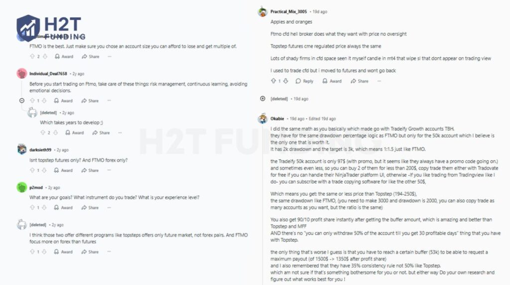 What real traders say about FTMO vs Topstep Reddit
