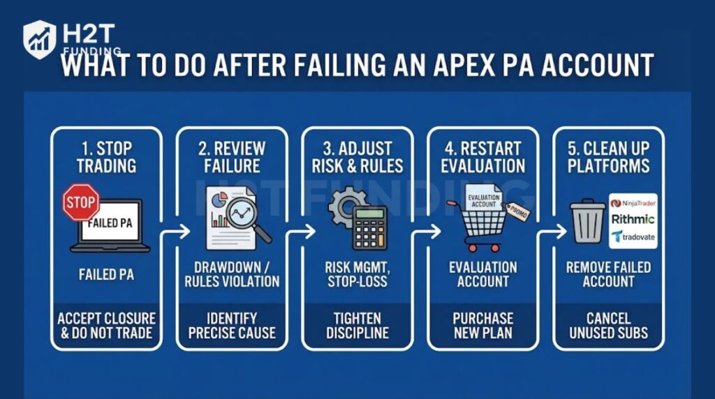 What should you do after failing a PA account