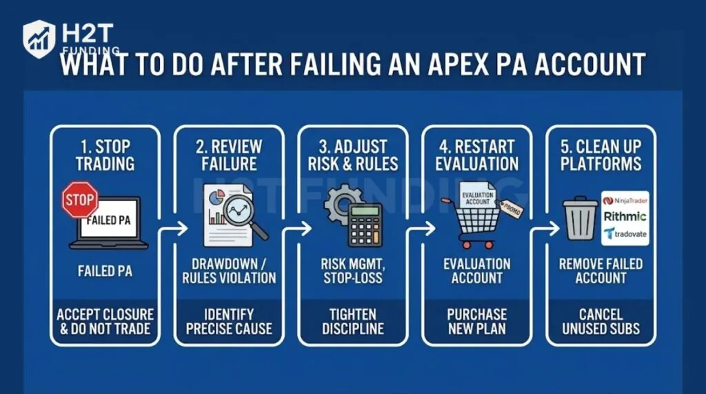 What should you do after failing a PA account