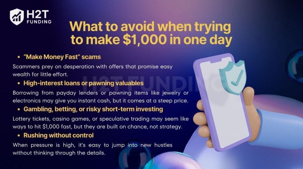 What to avoid when trying to make $1,000 in one day