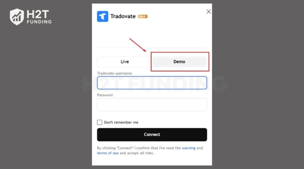 You must always select the demo data feed during the login phase