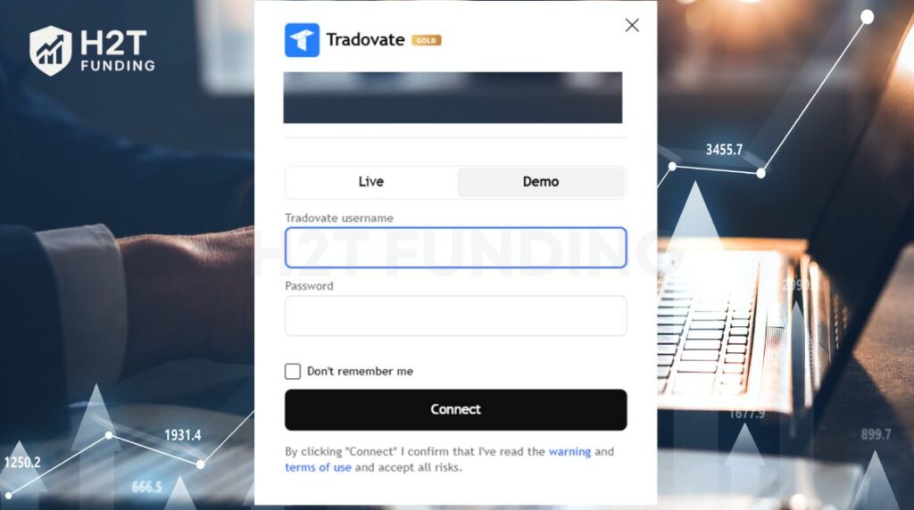 Your Tradovate account will appear directly in the TradingView panel