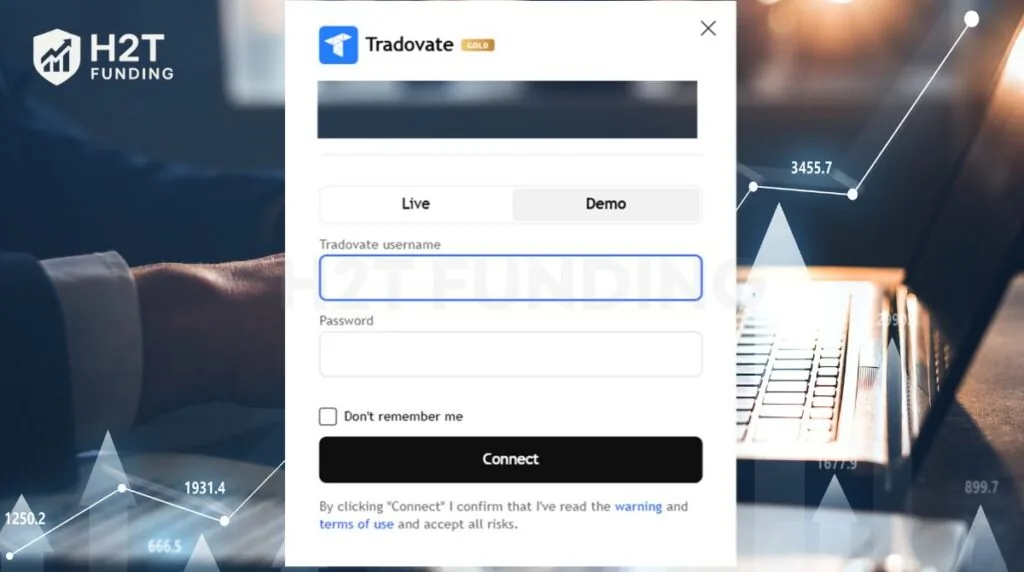 Your Tradovate account will appear directly in the TradingView panel