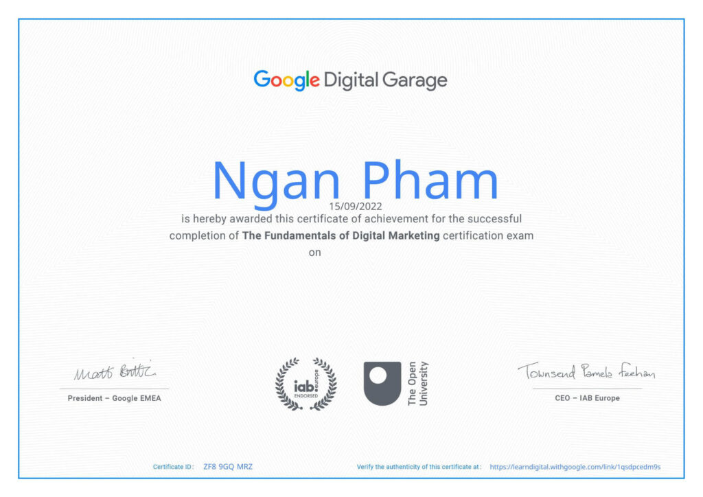 Digitalgarage Certificate Pham Thi Bao Ngan