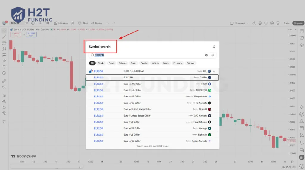 How to search a symbol on TradingView